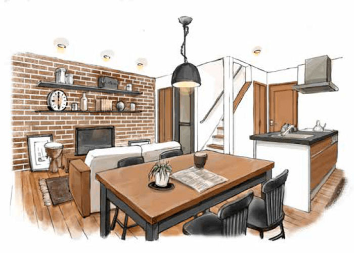 ヴィンテージスタイルの戸建て住宅