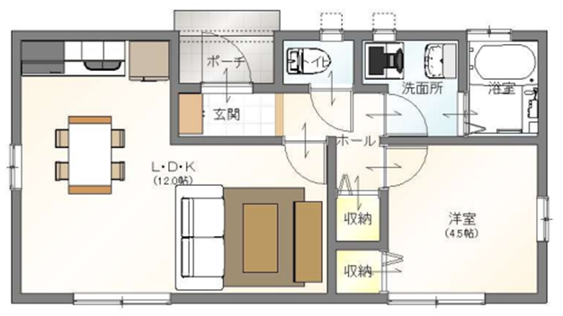 松江市でシングルマザーのためのマイホームを建てる林谷工業の間取り02
